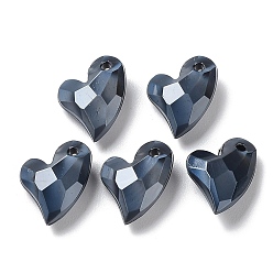 Black Acrylic Pendants, Imitation Pearl, Heart, Faceted, Black, 11x9x4mm, Hole: 0.5mm