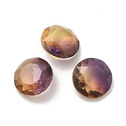 Light Smoked Topaz Faceted K9 Glass Rhinestone Cabochons, Pointed Back, Flat Round, Light Smoked Topaz, 10x5mm