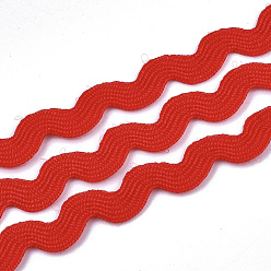 Red Polypropylene Fiber Ribbons, Wave Shape, Red, 7~8mm, 15yard/bundle, 6bundles/bag
