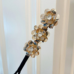 Champagne-colored hair curler Flower Hair Clip for Lazy Hairstyle - Versatile, Fluffy, Headband, Rhinestone.