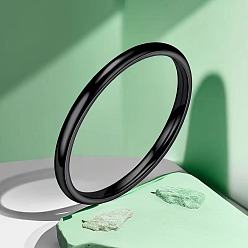 Black Stainless Steel Plain Band Rings, Black, US Size 12(21.4mm)