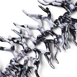 Черный Нити бусин из непрозрачного акрила, имитирующие кораллы, самородки, два тона, чёрные, 46~48x34~35x7~8 мм, отверстие : 1.4 мм, около 50 шт / нитка, 18.50'' (47 см)