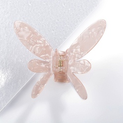 Misty Rose Butterfly PVC Plastic Claw Hair Clips, for Women Girls, Misty Rose, 97x118x55mm