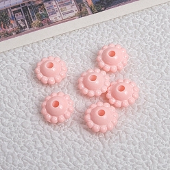 Pink Opaque Acrylic Beads, Flower, Pink, 9x5mm, Hole: 2mm