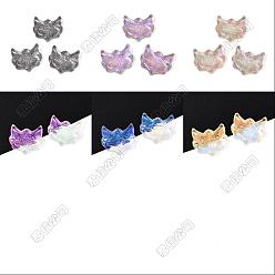 Mixed Color 30Pcs 6 Colors Electroplate Transparent Glass Connector Charms, Fox Links, Mixed Color, 22~23x25x7mm, Hole: 1.8mm, 5pcs/color