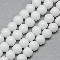 White Transparent Glass Beads, Round, White, 3mm, Hole: 0.75mm, about 110pcs/strand, 13 inch