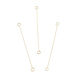 Real 18K Gold Plated 316 Surgical Stainless Steel Eye Pins, Double Sided Eye Pins, Real 18K Gold Plated, 40x2.5x0.4mm, Hole: 1.6mm