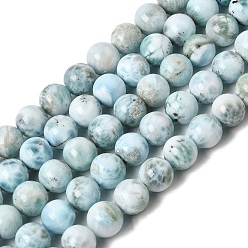 Larimar Larimar naturelles brins de perles, ronde, 8~9mm, Trou: 0.8mm, Environ 48~50 pcs/chapelet, 15.16~15.59'' (38.5~39.6 cm)