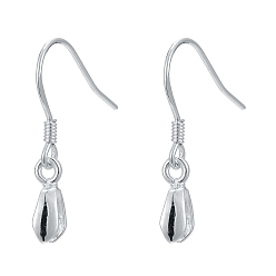 Silver 925 Sterling Silver Earring Hooks Findings, with Pendant Bails, Silver, 22mm, 20 Gauge, Pin: 0.8mm