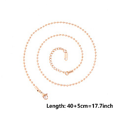 Розовое Золото 2.2мм 304 ожерелья из шариковой цепи из нержавеющей стали, розовое золото , 15.75 дюйм (40 см)