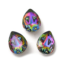 Volcano K9 Glass Rhinestone Cabochons, Point Back & Back Plated, Faceted, Teardrop, Volcano, 14x10x5mm