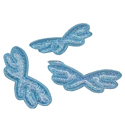 Light Blue Wings Sew on Fluffy Ornament Accessories, DIY Sewing Craft Decoration, Light Blue, 80x30mm
