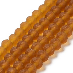 Peru Transparent Glass Beads Strands, Faceted, Frosted, Rondelle, Peru, 3mm, Hole: 1mm