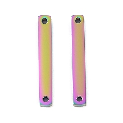 Rainbow Color Ионное покрытие (ip) 304 звенья / соединители из нержавеющей стали, прямоугольные, Радуга цветов, 20x3x1.7 мм, отверстие : 1.2 мм