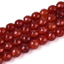 Коричневый Окрашенные природные белый нефрит бисер пряди, круглые, граненые, коричневые, 5.5~6.2 мм, отверстие : 1 мм, около 65~66 шт / нитка, 14.76~15.16'' (37.5~38.5 см)