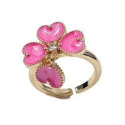 05 18K Gold Plated Colorful Oil Drop Heart Flower Design Ring - European and American Style