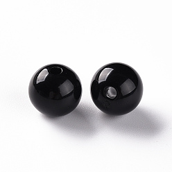 Noir Perles acryliques opaques, ronde, noir, 12x11mm, Trou: 1.8mm, environ566 pcs / 500 g