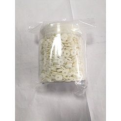 White PANDAHALL ELITE Handmade Polymer Clay Beads, Disc/Flat Round, Heishi Beads, White, 8x0.5mm, Hole: 2mm8x0.5~1mm, Hole: 2mm, about 380~400pcs/strand, 17.7 inch, 6strands