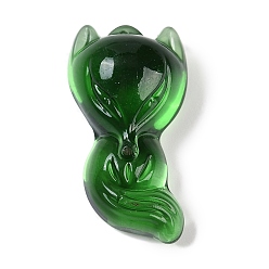 Зеленый Стеклянные подвески, лиса прелести, зелёные, 34x19x13 мм, отверстие : 0.8 мм