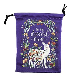 Deer Lint Packing Pouches Drawstring Bags, Mother's Day Gift Treat Bags, Party Favors Supplies, Rectangle, Deer Pattern, 18x13cm