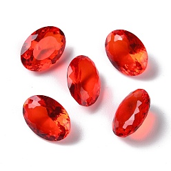 Красный Прозрачные стеклянные кабошоны со стразами, граненые, назад назад, овальные, красные, 14x10x6 мм