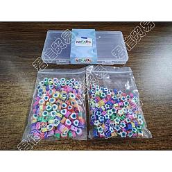 Mixed Color 350Pcs 14 Style Handmade Polymer Clay Beads, Star & Herat with Evil Eye, Mixed Color, 9~9.5x8.5~9x3.5~4.5mm, Hole: 1.4mm, 25pcs/style