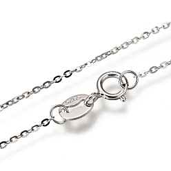 Platinum Rhodium Plated 925 Sterling Silver Cable Chain Necklaces, with Spring Ring Clasps, Thin Chain, Platinum, 16 inchx1mm