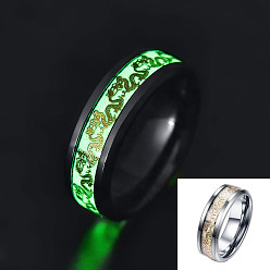 Black Luminous Glow in the Dark Dragon Stainless Steel Finger Ring, Black, US Size 6(16.5mm)