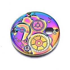 Rainbow Color Соединители звеньев сплава, без кадмия, без никеля и без свинца, плоские круглые с редуктором, Радуга цветов, 37x3.5 мм, отверстие : 2 мм