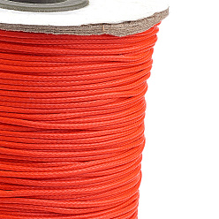 Оранжево-Красный Корейские вощеные полиэфирные шнуры, оранжево-красный, 1 мм, около 85 ярдов / рулон