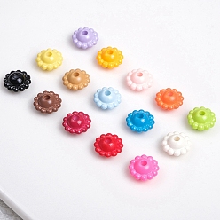 Mixed Color Opaque Acrylic Beads, Flower, Mixed Color, 9x5mm, Hole: 2mm