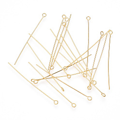 Настоящее золото 18K Латунный штифт, долговечный, Позолота, без никеля , реальный 18 k позолоченный, 24 датчик, 40 мм, отверстие : 1.6 мм, штифты : 0.5 мм