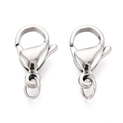 Нержавеющая Сталь Цвет 304 нержавеющая сталь застежка когтя омара, с целью перехода в кольце, цвет нержавеющей стали, 15x9.5x4.5 мм, отверстие : 3.5 мм