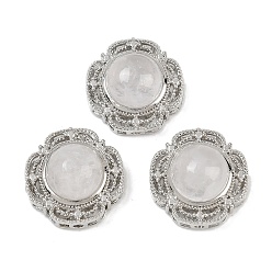 Хрусталь Многорядные звенья из натурального кварцевого кристалла, Латунные коннекторы, платина, стойки покрытие, 18x18x10 мм, отверстие : 1.8 мм