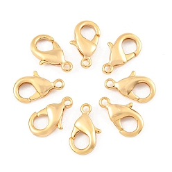 Real 18K Gold Plated SHEGRACE Brass Lobster Claw Clasps, Long-Lasting Plated, Cadmium Free & Nickel Free & Lead Free, Real 18K Gold Plated, 15x9x3.5mm, Hole: 1.8mm