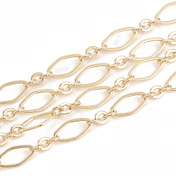 Real 18K Gold Plated Brass Chains, with Spool, Soldered, Real 18K Gold Plated, 9x4.5x0.4mm, about 98.42 Feet(30m)/roll