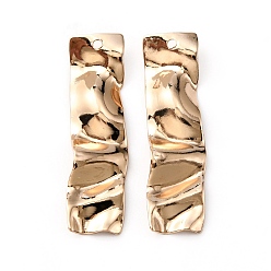 Rectangle Brass Pendants, Textured, Light Gold, Rectangle, 36x9.5x1mm, Hole: 1.2mm