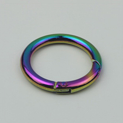 Rainbow Color Легкосплавные пружинные кольца, для украшения сумочки, кольцо, Радуга цветов, 34x4.5 мм, отверстие : 25 мм