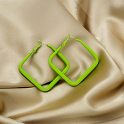 E2973/Green Geometric Square Frosted Ear Cuff - Colorful, Retro, European and American Style.