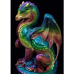 Colorful Dragon Pattern DIY Diamond Painting Kits, with Resin Rhinestones, Diamond Sticky Pen, Tray Plate and Glue Clay, Colorful, 400x300mm