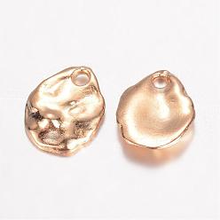 Golden Alloy Hammered Charms, teardrop, Golden, 11x9x2mm, Hole: 1.5mm