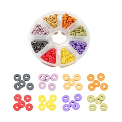 Mixed Color 1120Pcs 8 Colors Handmade Polymer Clay Beads, Disc Heishi Beads, Mixed Color, 6x1mm, Hole: 2mm, 140pcs/color