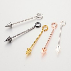 Mixed Color Brass Split Eye Pin, Arrow, Mixed Color, 52~59x6mm, Hole: 4mm, Pin: 1.5mm