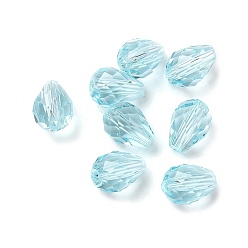 Светло-Голубой К 9 стекло, имитация Австрийские кристаллические шарики, граненые, слеза, Небесно-голубой, 8x6x6 мм, отверстие : 1.4 мм