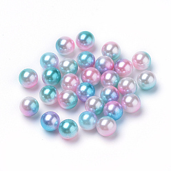Sky Blue Rainbow Acrylic Imitation Pearl Beads, Gradient Mermaid Pearl Beads, No Hole, Round, Sky Blue, 8mm, about 2000pcs/500g