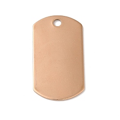 Розовое Золото 304 подвески из нержавеющей стали, прямоугольные, штамповка пустой метки, розовое золото , 35x19.5x1 мм, отверстие : 3 мм