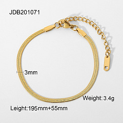 JDB201071 Stainless Steel Gold 3mm Blade Chain Snake Chain Bracelet - European and American Style