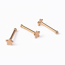 Golden Star 304 Stainless Steel Nose Studs Nose Piercing Jewelry, Golden, 8.5mm, Pin: 1mm