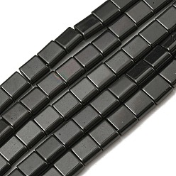 Black Electroplated Non-magnetic Synthetic Hematite Beads Strands, Square, 2-Hole, Black, 6x6x3mm, Hole: 1.2mm, about 69pcs/strand, 15.55 inch(39.5cm)