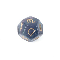 Fluorite Natural Fluorite Classical 12-Sided Polyhedral Dice, Engrave Twelve Constellations Divination Game Toy, 20x20mm